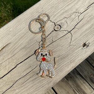 Crystal Pave Dog Bag Charm Keychain – Gold Tone Sparkly Puppy Bling! 🐾🐾
